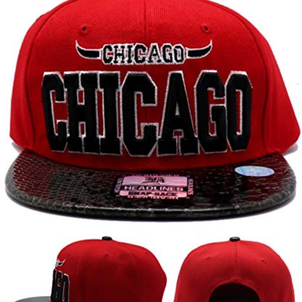 Chicago Headlines Snakeskin Bill Snapback Hat